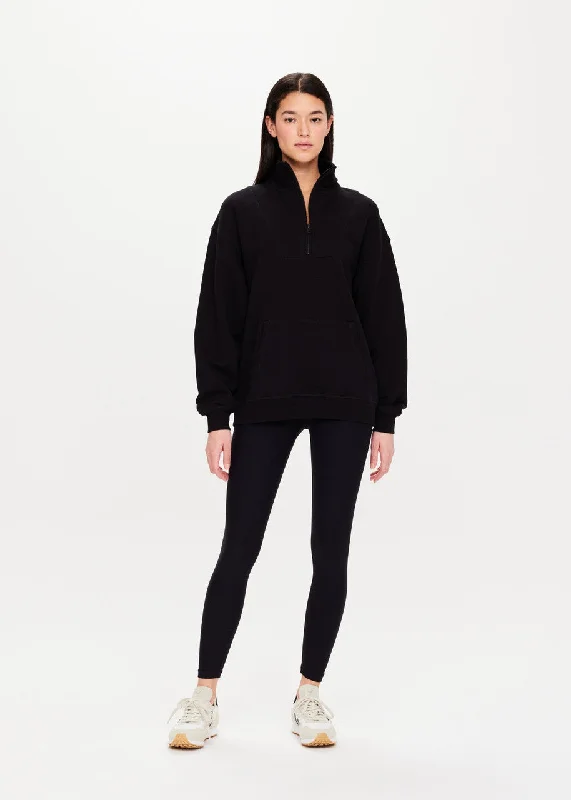 warm athletic hoodieJEROME HALF ZIP CREW- BLACK