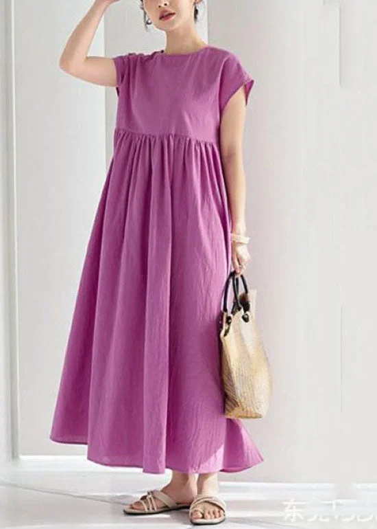 formal dressformal dressVintage Rose Wrinkled Patchwork Cotton Long Dresses Summer