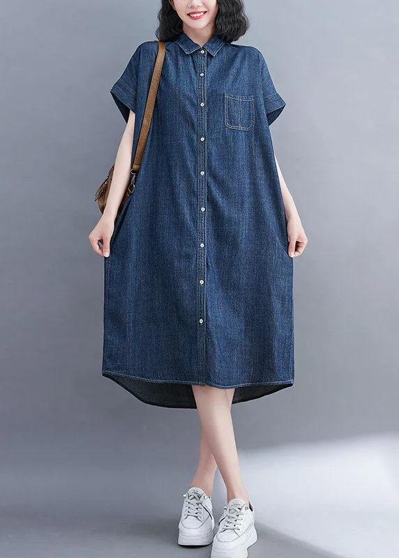 fitted bodycon dressfitted bodycon dressStyle Blue Oversized Pocket Cotton Denim Shirt Dress Short Sleeve