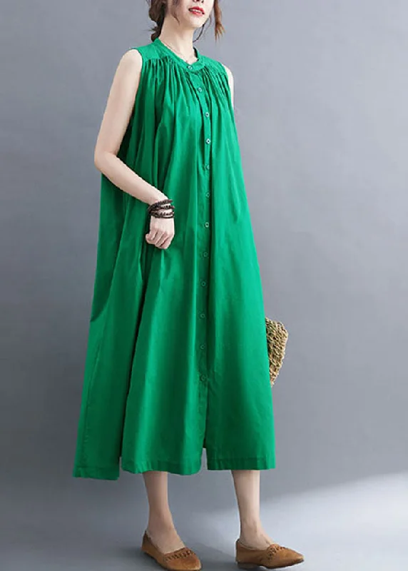 summer dresssummer dressGreen Cotton A Line Dress O-Neck Oversized Summer