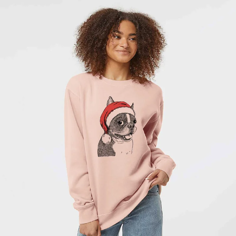 urban activewear hoodieSanta Ralphie the Boston Terrier - Unisex Pigment Dyed Crew Sweatshirt