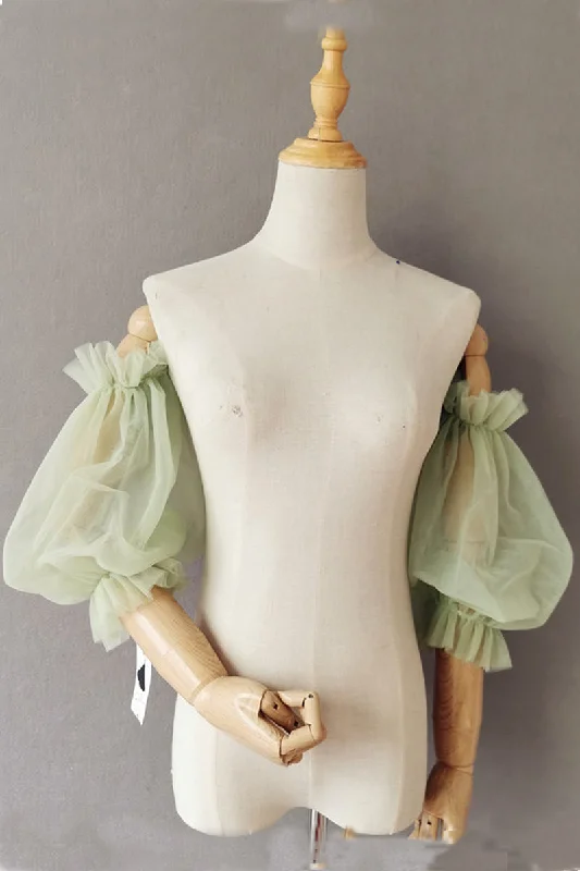 tiered dresstiered dressAvocado Green wedding Accessories Summer Sun Protection Sleeve Soft yarn ruffled puffy sleeve Lantern sleeve all matching sleeves  648016981269