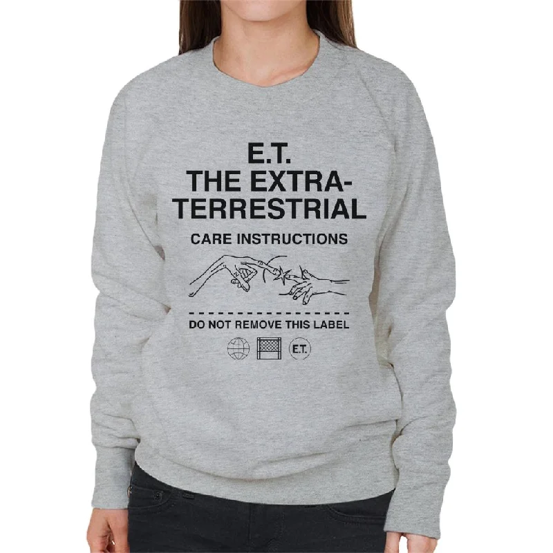 comfy workout wear hoodieE.T. The Extra Terrestrial Care Instructions Women's Sweatshirt