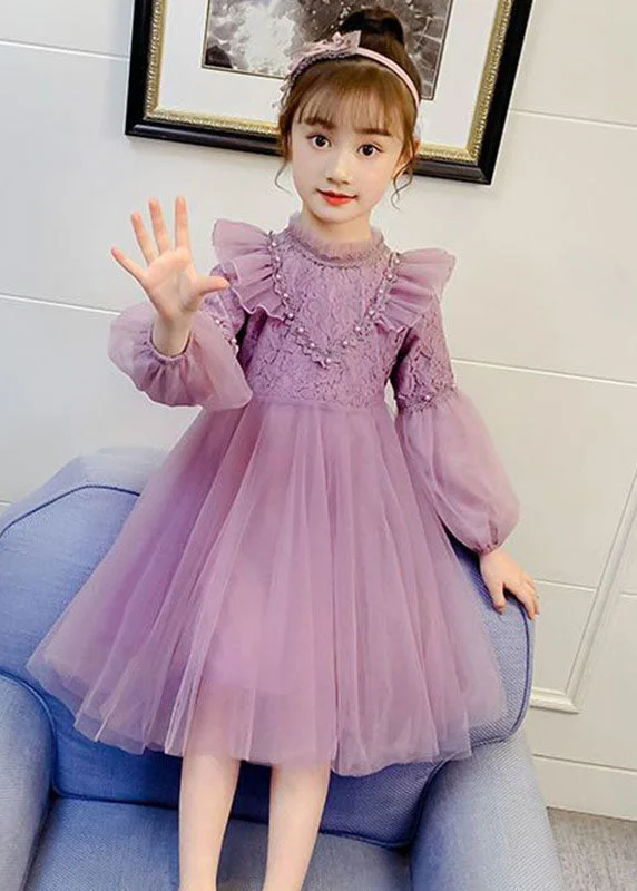 Exclusive Offers Fine Purple Ruffled Lace PatchworkNail Bead Tulle Girls Maxi Dresses Fall Exclusive Offers Fine Purple Ruffled Lace PatchworkNail Bead Tulle Girls Maxi Dresses Fall