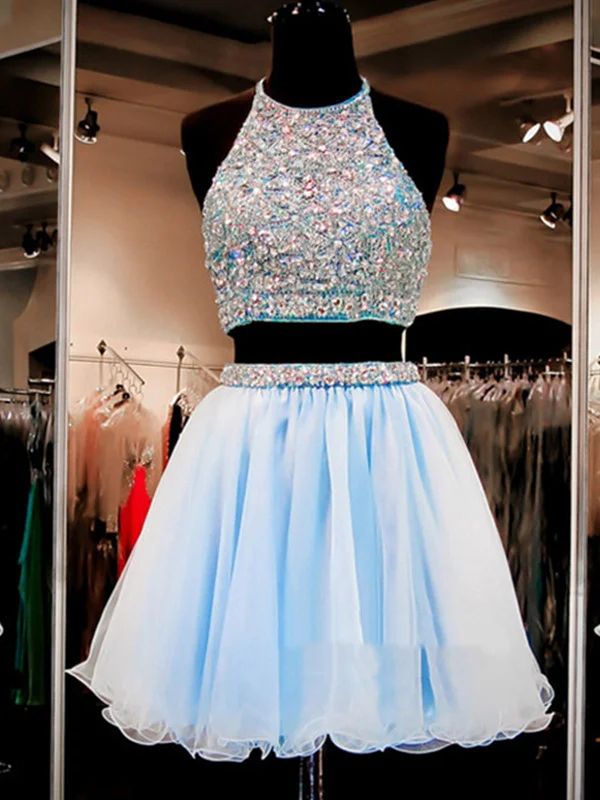Exclusive Offers A Line Round Neck Two Pieces Backless Short Light Blue Prom Dresses, Backless Formal Dresses, Homecoming Dresses Exclusive Offers A Line Round Neck Two Pieces Backless Short Light Blue Prom Dresses, Backless Formal Dresses, Homecoming Dresses