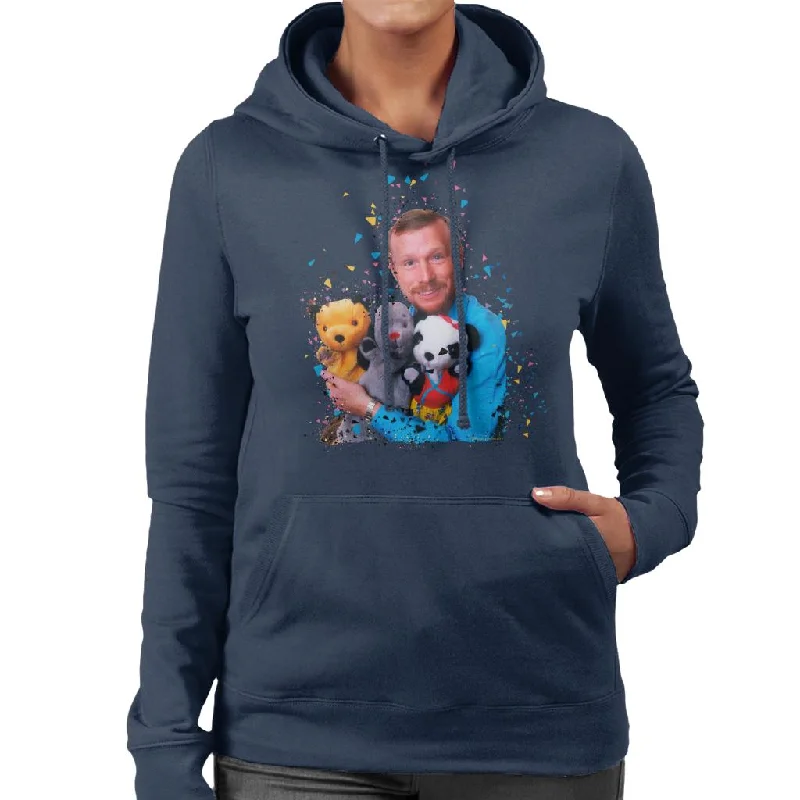 warm pullover hoodieTV Times Matthew Corbett With Sooty Sweep And Soo Women's Hooded Sweatshirt