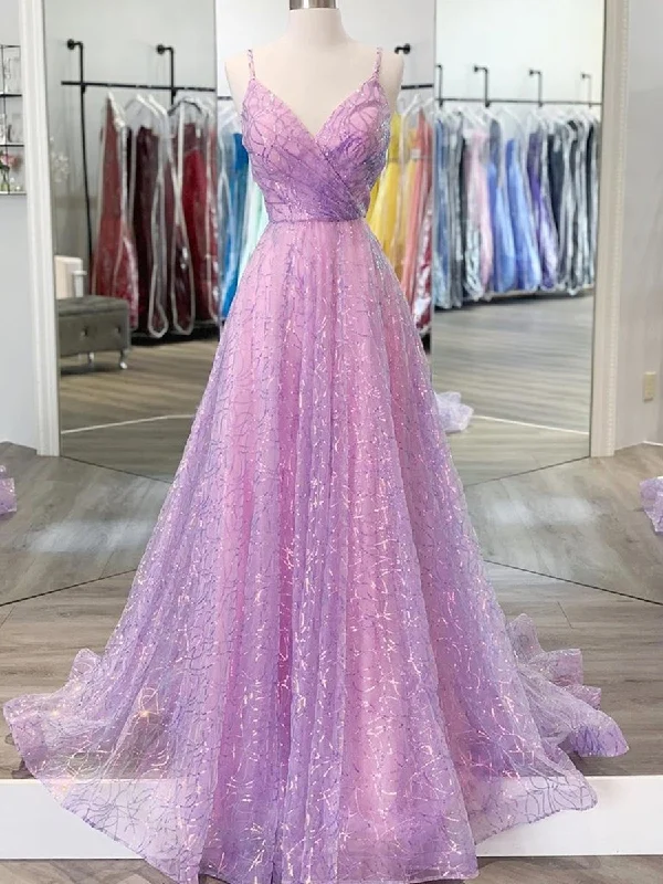 Price Rollback Shiny V Neck Backless Lilac Prom Dresses with Straps, Backless Lilac Formal Dresses, Purple Evening Dresses Price Rollback Shiny V Neck Backless Lilac Prom Dresses with Straps, Backless Lilac Formal Dresses, Purple Evening Dresses