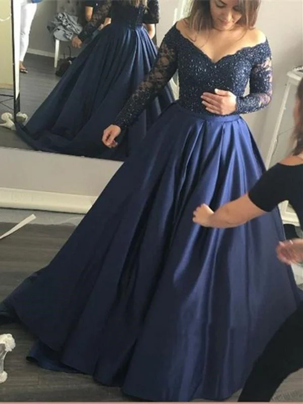 Savings Galore Custom Made Dark Blue Long Sleeves Lace Prom Gown, Navy Blue Prom Dress, Formal Dress Savings Galore Custom Made Dark Blue Long Sleeves Lace Prom Gown, Navy Blue Prom Dress, Formal Dress