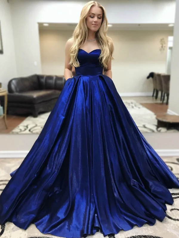 Weekend Special Custom Made Sweetheart Neck Satin Pleats Royal Blue Prom Dresses with Pockets, Royal Blue Formal Dresses, Evening Dresses Weekend Special Custom Made Sweetheart Neck Satin Pleats Royal Blue Prom Dresses with Pockets, Royal Blue Formal Dresses, Evening Dresses
