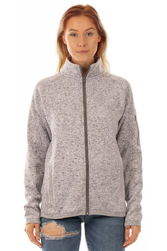 Customer Appreciation Sale Burnside Womens Sweater Knit Full Zip Jacket - Heather Grey Customer Appreciation Sale Burnside Womens Sweater Knit Full Zip Jacket - Heather Grey