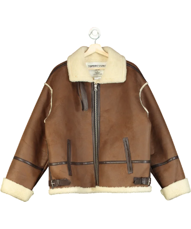 Don't Wait TopDressing Brown Faux Leather Mustang Jacket UK L