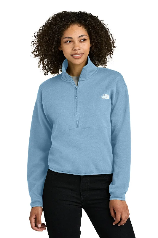 Flash Deals The North Face Womens Double Knit 1/4 Zip Fleece Jacket - Steel Blue - New