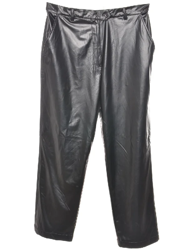 Shop and Save Black Shiny Trousers - W34 L29