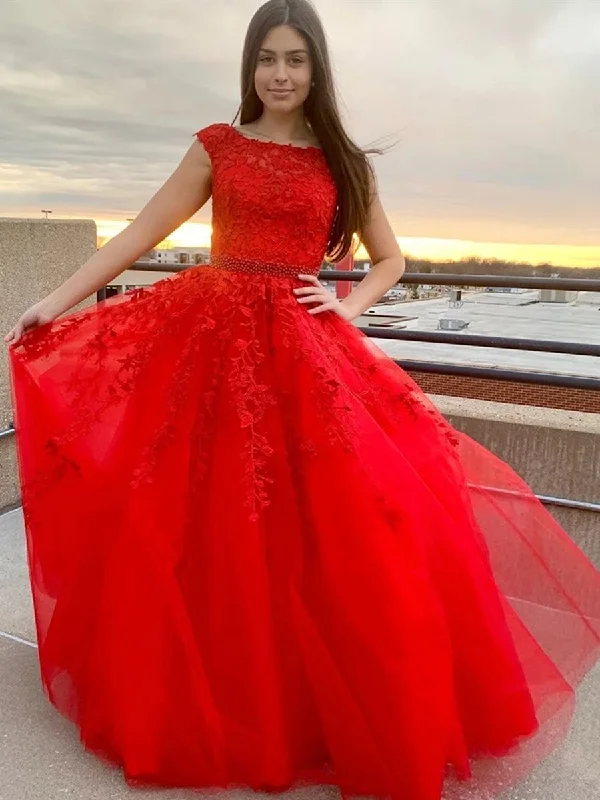 Early Access Round Neck Cap Sleeves Lace Red Long Prom Dresses, Cap Sleeves Red Lace Formal Dresses, Red Lace Evening Dresses, Red Ball Gown Early Access Round Neck Cap Sleeves Lace Red Long Prom Dresses, Cap Sleeves Red Lace Formal Dresses, Red Lace Evening Dresses, Red Ball Gown