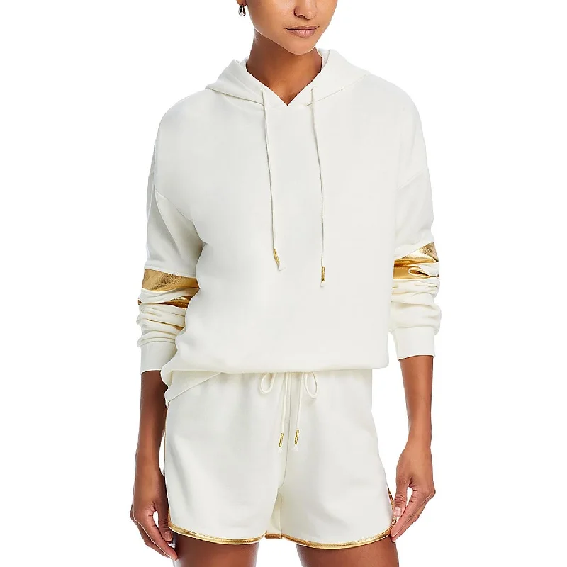 Get It Before It’s Gone Aqua Womens Cotton Blend Metallic Hoodie