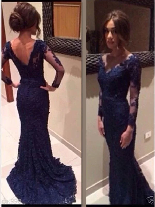 Overstock Custom Made Round Neck Navy Blue Lace Prom Dresses, Lace Wedding Dresses, Formal Dresses Overstock Custom Made Round Neck Navy Blue Lace Prom Dresses, Lace Wedding Dresses, Formal Dresses