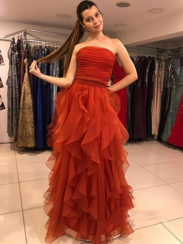 elegant shift dresselegant shift dressPrincess Strapless Orange Long Prom Dresses, Orange Formal Graduation Evening Dresses SP2744