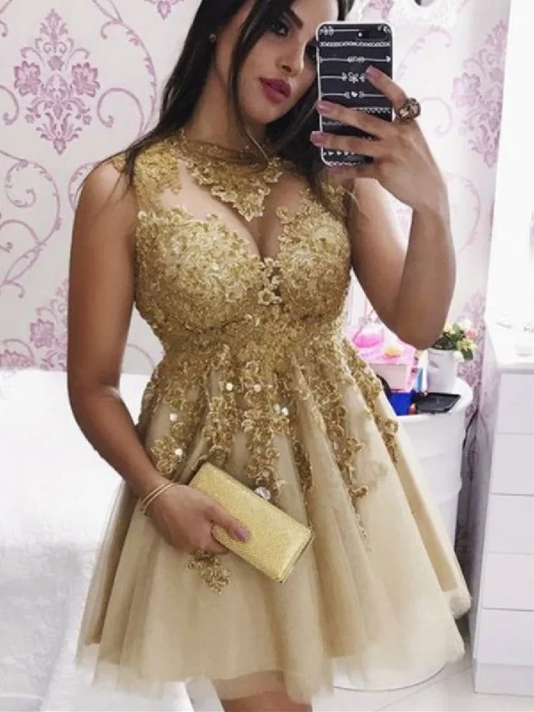 Exclusive Savings Sparkly Golden Lace Appliques Short Prom Dresses Homecoming Dresses, Golden Lace Formal Graduation Evening Dresses Exclusive Savings Sparkly Golden Lace Appliques Short Prom Dresses Homecoming Dresses, Golden Lace Formal Graduation Evening Dresses