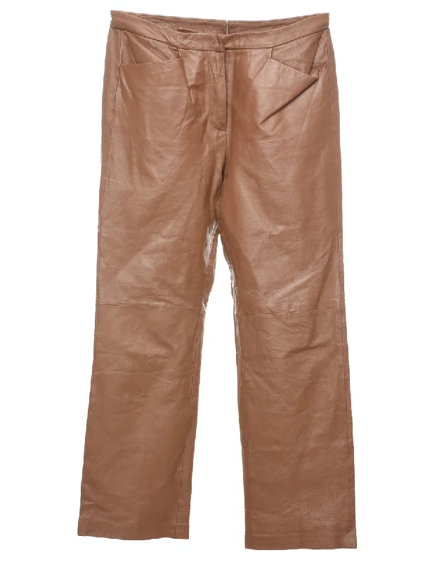 Now or Never Chadwick's Brown Faux Leather Trousers - W30 L28