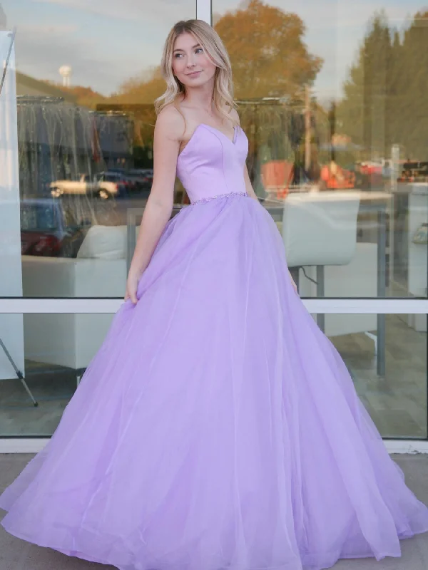 Fantastic Offers Strapless Open Back Purple Long Prom Dresses, Open Back Lavender Formal Dresses, Lilac Evening Dresses SP2147