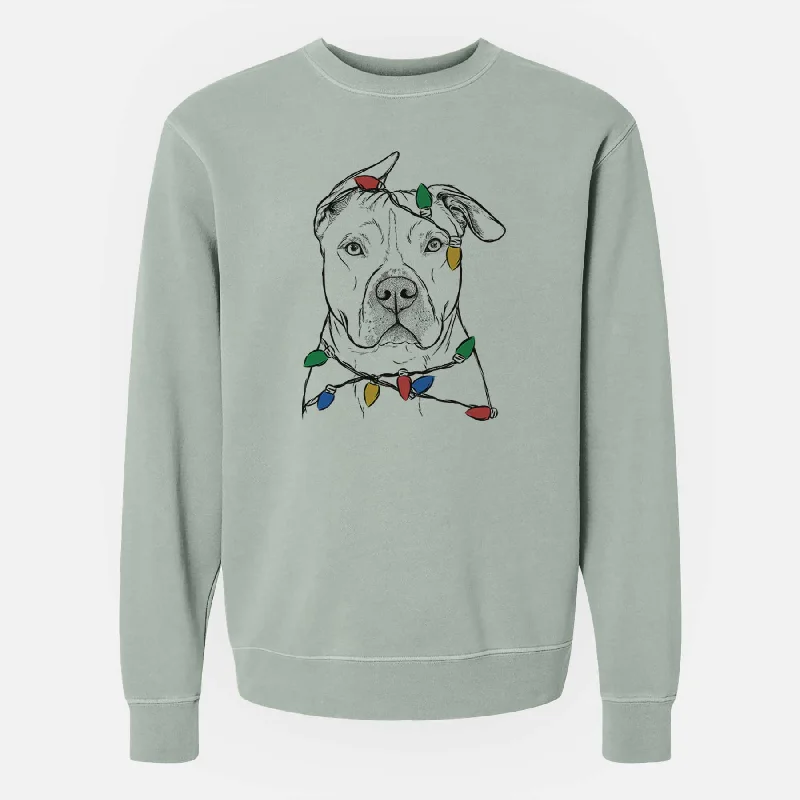 Limited Time Christmas Lights Teddy Jam the Pitbull - Unisex Pigment Dyed Crew Sweatshirt