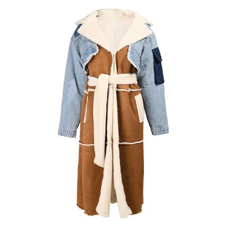 Exclusive Online Offer Deconstructed Faux Shearling Oversize Collar Denim Hybrid Faux Suede Coat Exclusive Online Offer Deconstructed Faux Shearling Oversize Collar Denim Hybrid Faux Suede Coat
