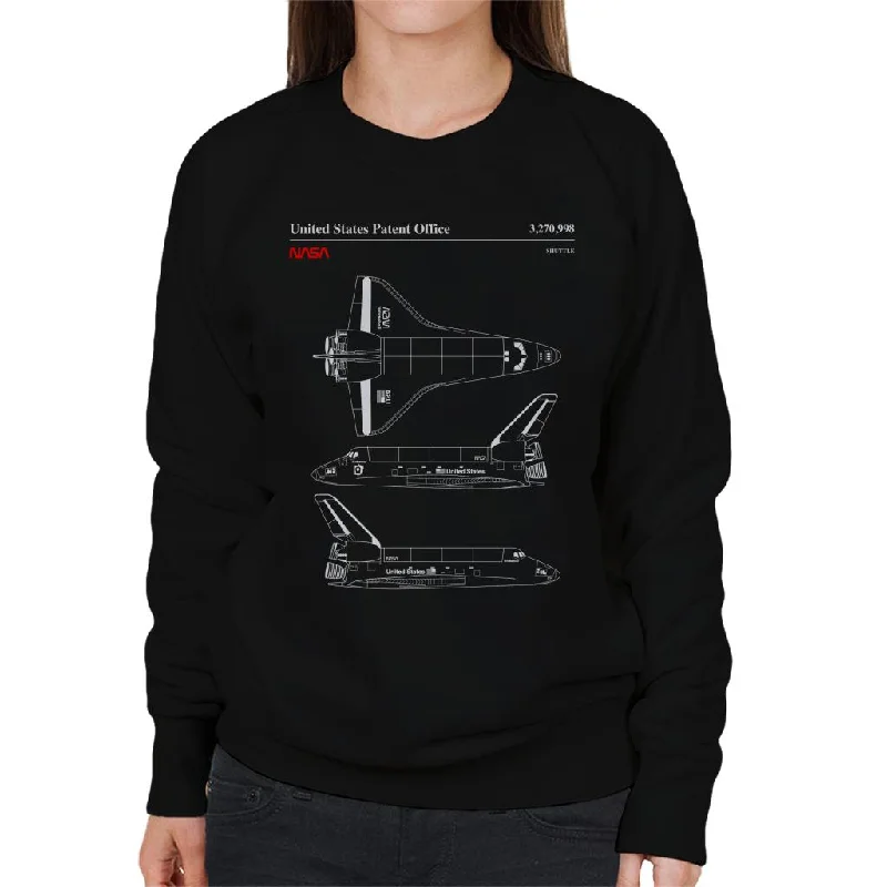 Great Bargains NASA Endeavour Shuttle Top And Side View Blueprint Women's Sweatshirt