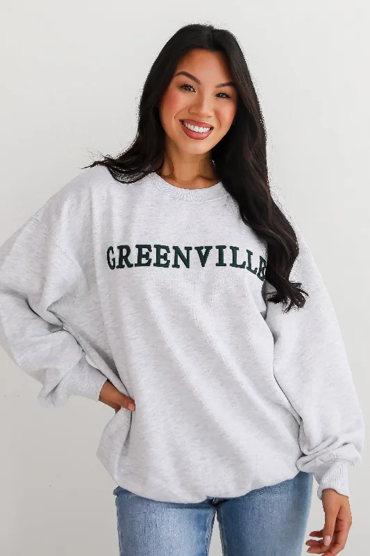 Super Deal Heather Grey Greenville Embroidered Sweatshirt