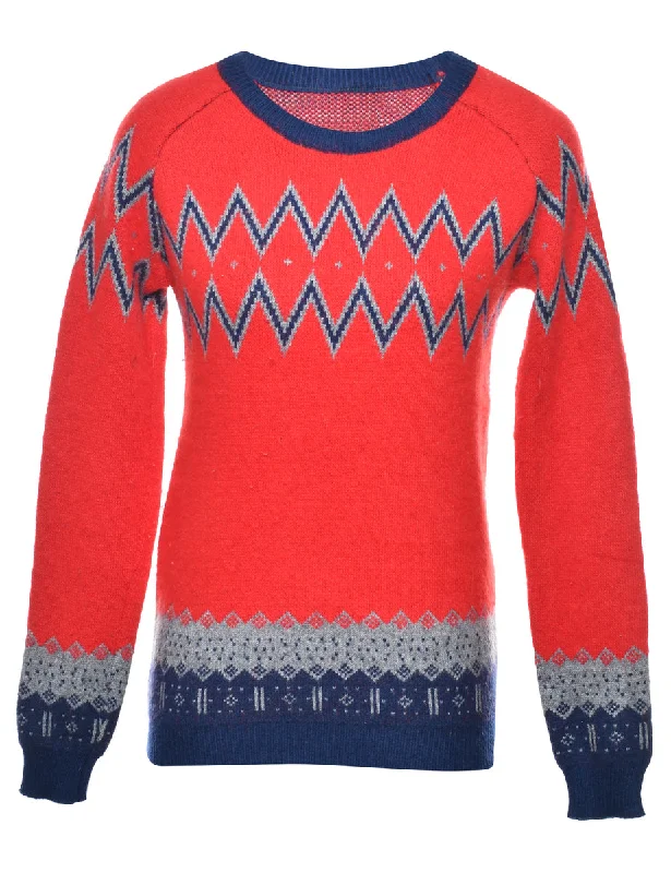 Fantastic Offers Red Nordic Jumper - S