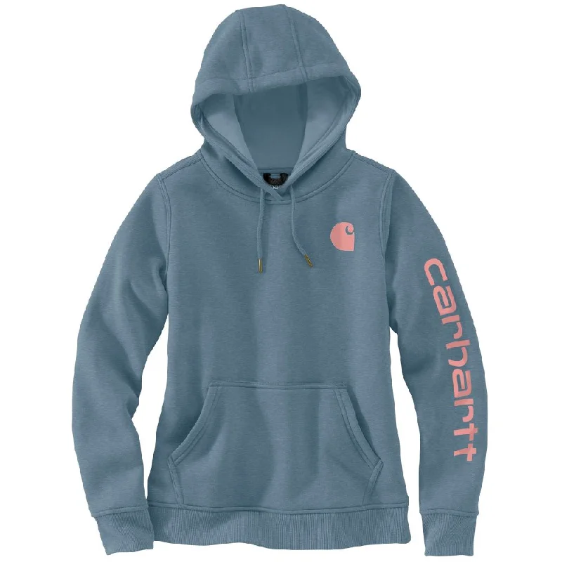 Seasonal Sale 'Carhartt' Women's Clarksburg Sleeve Logo Hoodie - Thundercloud Heather