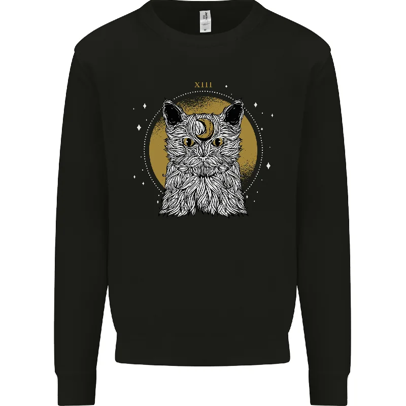 classic gym sweatshirtA Lunar Cat Moon Mens Sweatshirt Jumper