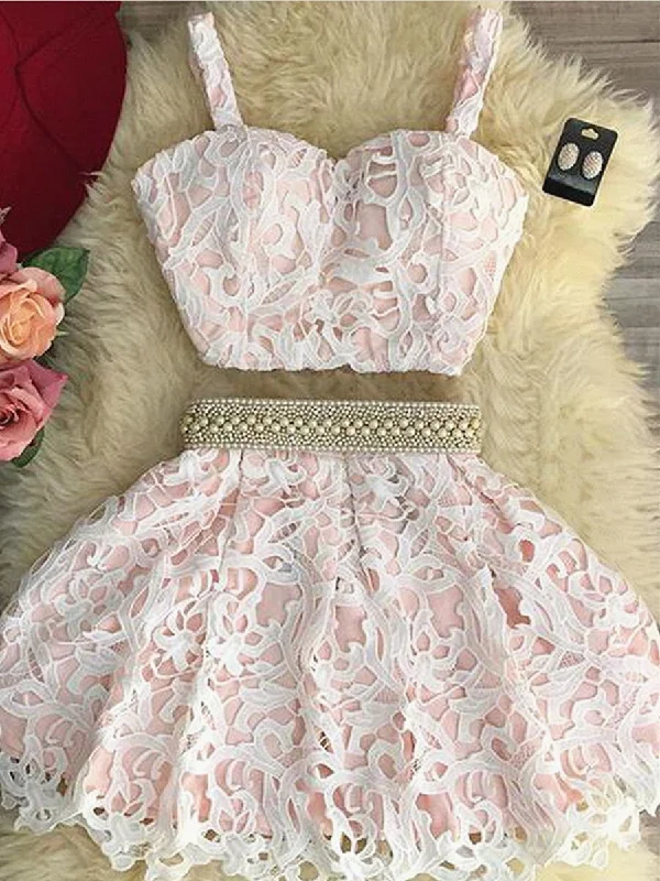 trendy wrap dresstrendy wrap dressSweetheart Neck Two Pieces Lace Pink Homecoming Dresses Short Prom Dresses, 2 Piece Pink Formal Dresses, Pink Lace Graduation Dresses, Evening Dresses