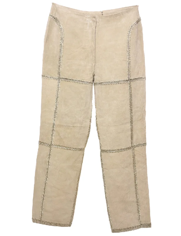 Sale Event Beige Suede Patchwork Trousers - W31 L30