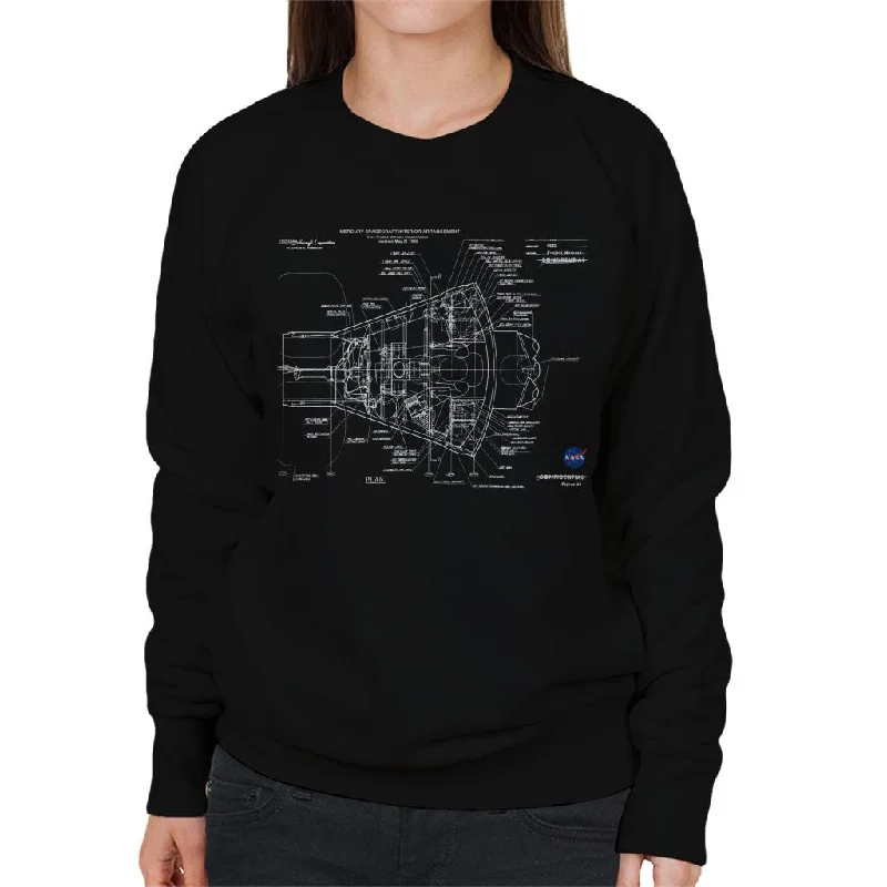 Mega Sale NASA Mercury Spacecraft Schematic Women's Sweatshirt