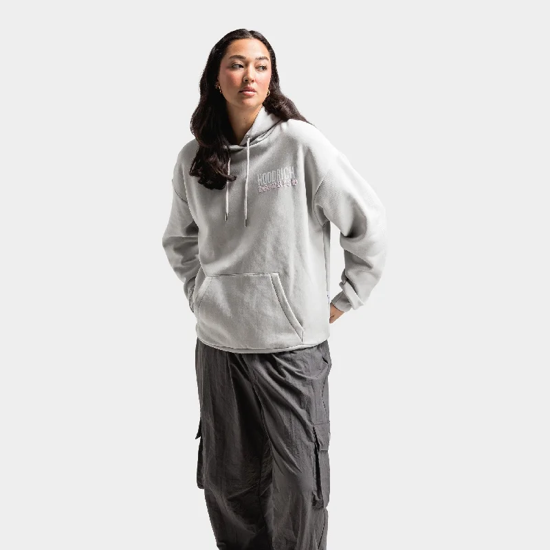 Instant Discount Hoodrich Women's OG Wavy Oversized Hoodie Quiet Grey / White - Festival Bloom