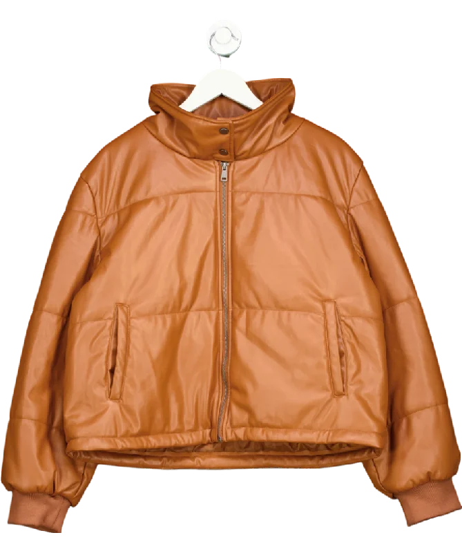 Lowest Price Free People Brown Faux Leather Bomber Jacket UK XL