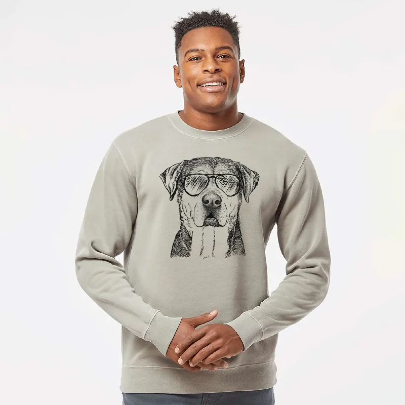 Great Bargains Aviator Gus the Rottweiler Mix - Unisex Pigment Dyed Crew Sweatshirt