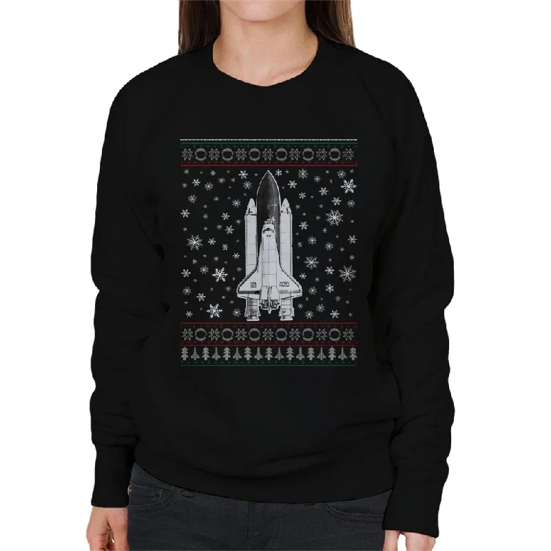 Discount Extravaganza NASA Challenger Shuttle Christmas Knit Pattern Women's Sweatshirt