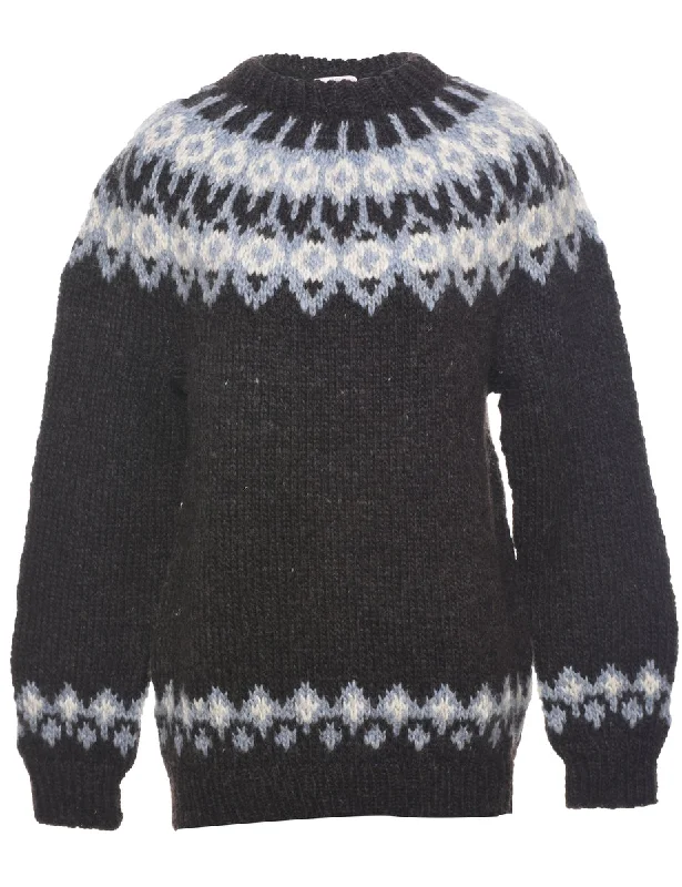 Steals and Deals Nordic Dark Brown Jumper - M