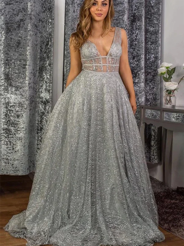 Clearance Event Shiny Sequins V Neck Silver Gray Long Prom Dresses, Silver Grey Formal Graduation Evening Dresses SP2330 Clearance Event Shiny Sequins V Neck Silver Gray Long Prom Dresses, Silver Grey Formal Graduation Evening Dresses SP2330