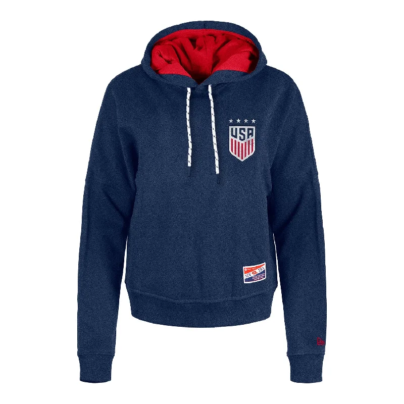 Mega Deal Women's USWNT New Era Boxy Navy Heathered Hoodie