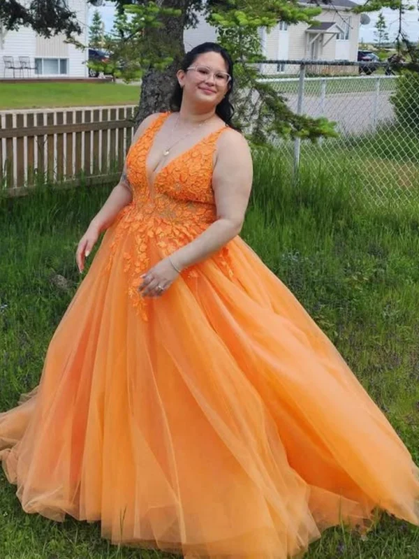 casual slip dresscasual slip dressPlus Size V Neck Orange Lace Long Prom Dresses, Orange Lace Formal Graduation Evening Dresses SP3107