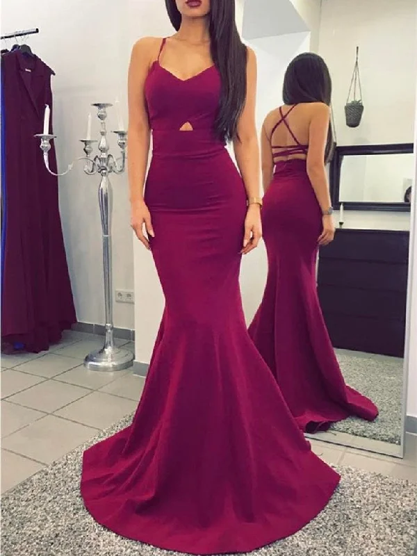 Early Access Maroon Spaghetti Straps Mermaid Prom Dress, Mermaid Maroon Graduation Dress, Formal Dress Early Access Maroon Spaghetti Straps Mermaid Prom Dress, Mermaid Maroon Graduation Dress, Formal Dress
