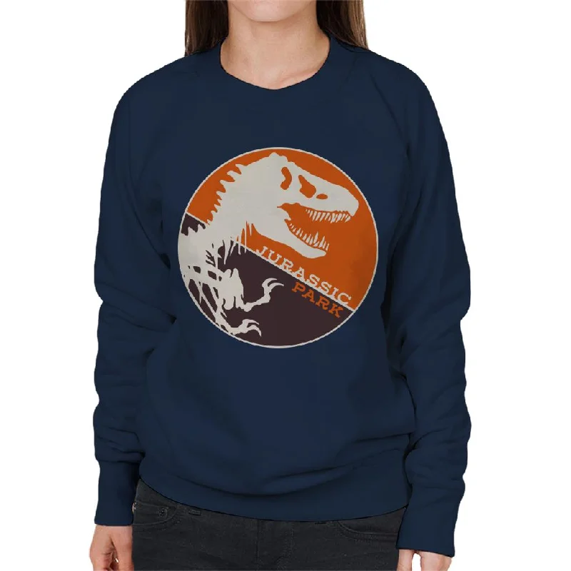 fashionable gym hoodieJurassic Park T Rex Orange Background Skeleton Silhouette Women's Sweatshirt