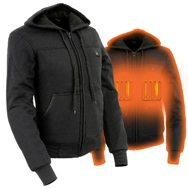 Hurry In Nexgen Heat NXL2713SET Women 'Heated' Front Zipper Black Hoodie Jacket for Outdoor Activities  w/ Battery Pack
