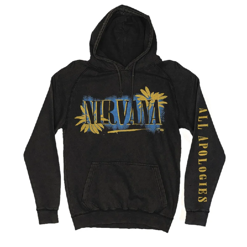 Act Now Nirvana - All Apologies - Black Vintage Wash Hooded Sweatshirt