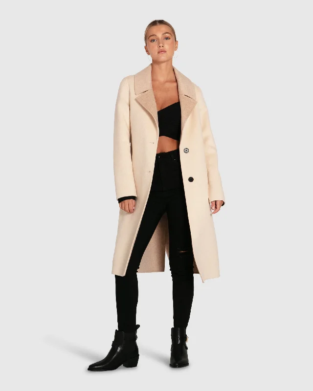 Final Markdown Lexington Two-Tone Wool Blend Coat - Beige