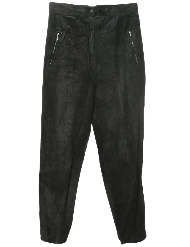 Midnight Madness Black Suede Trousers - W30 L31