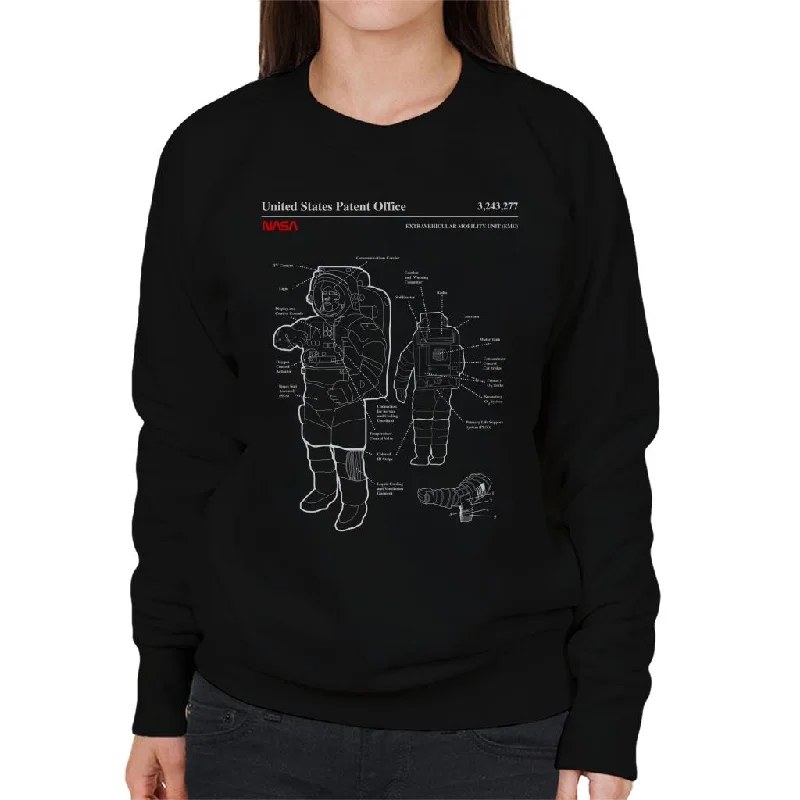 minimalistic workout hoodieNASA EMU Spacesuit Blueprint Women's Sweatshirt