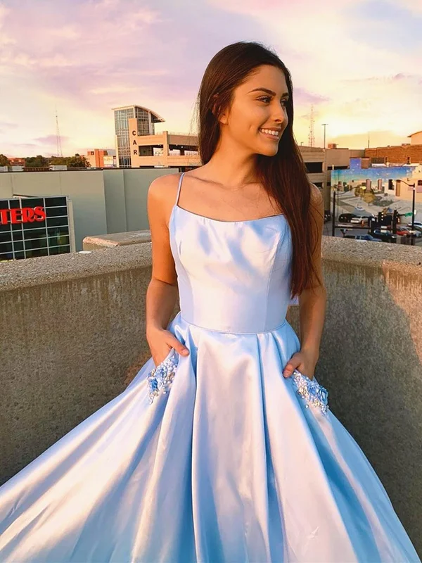Loyalty Reward Backless Light Blue Long Prom Dresses with Pocket, Long Light Blue Formal Evening Dresses Loyalty Reward Backless Light Blue Long Prom Dresses with Pocket, Long Light Blue Formal Evening Dresses
